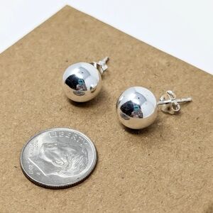 Sterling Silver 925 Hollow Sphere Ball Stud Earrings Vintage